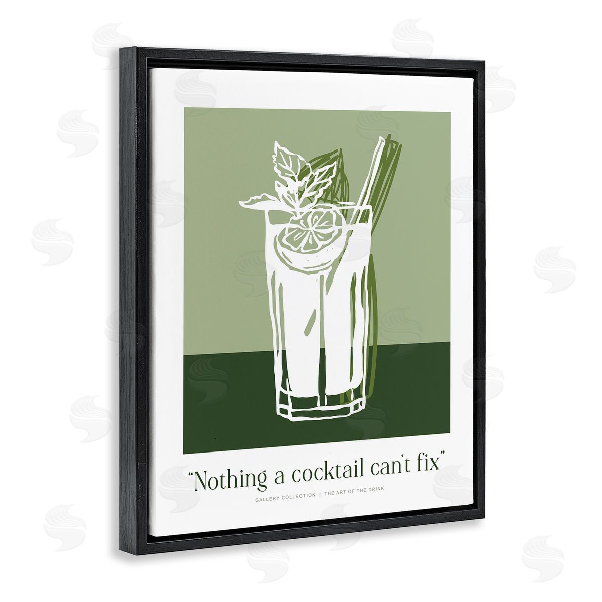 Lettered and Lined Green Cocktail Can't Fix Canvas Wall Art Print
