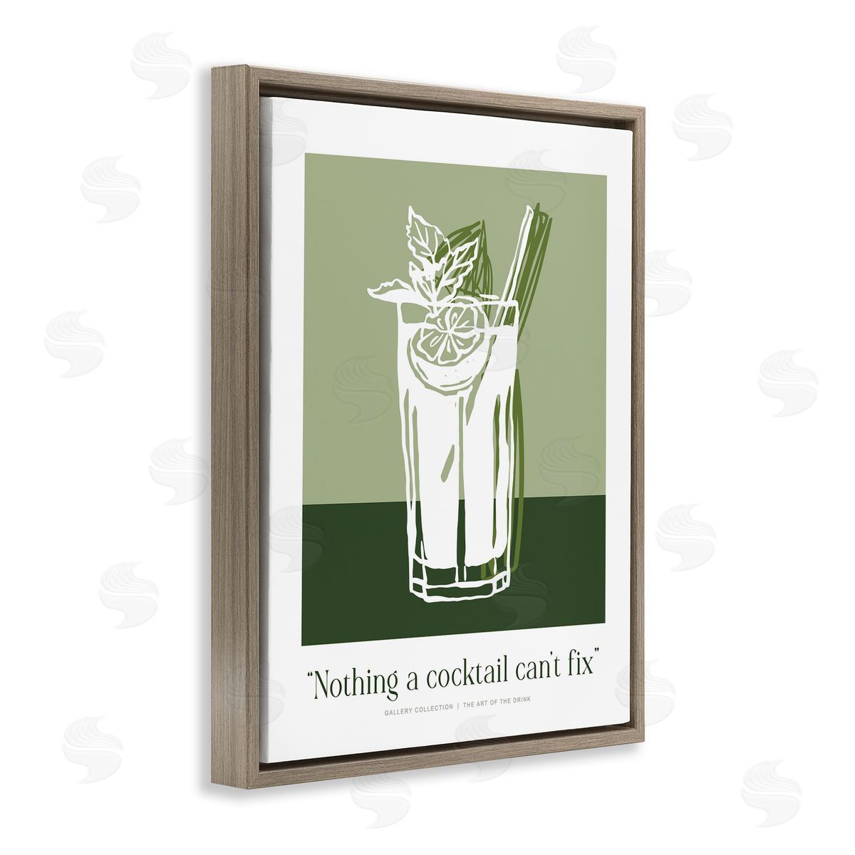 Lettered and Lined Green Cocktail Can't Fix Canvas Wall Art Print