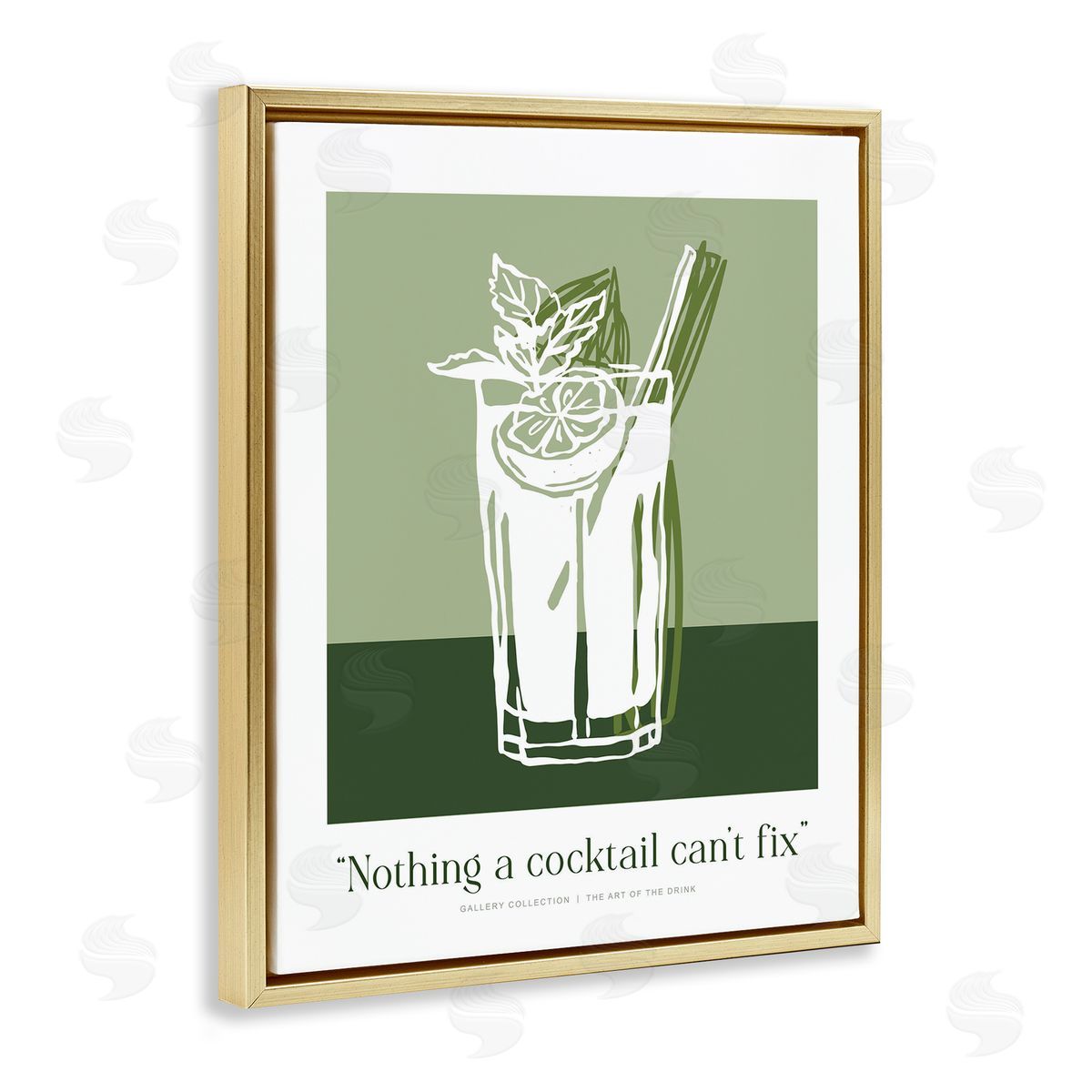 Lettered and Lined Green Cocktail Can't Fix Canvas Wall Art Print