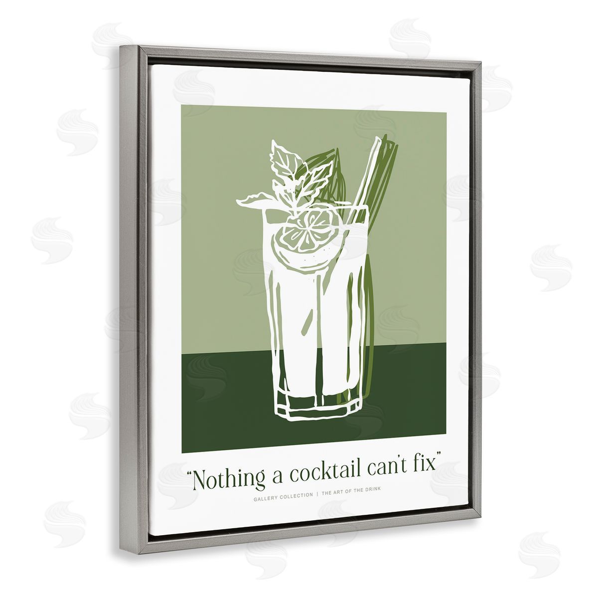 Lettered and Lined Green Cocktail Can't Fix Canvas Wall Art Print