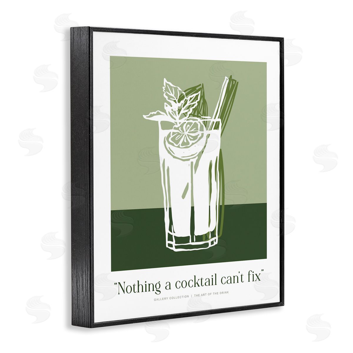 Lettered and Lined Green Cocktail Can't Fix Canvas Wall Art Print