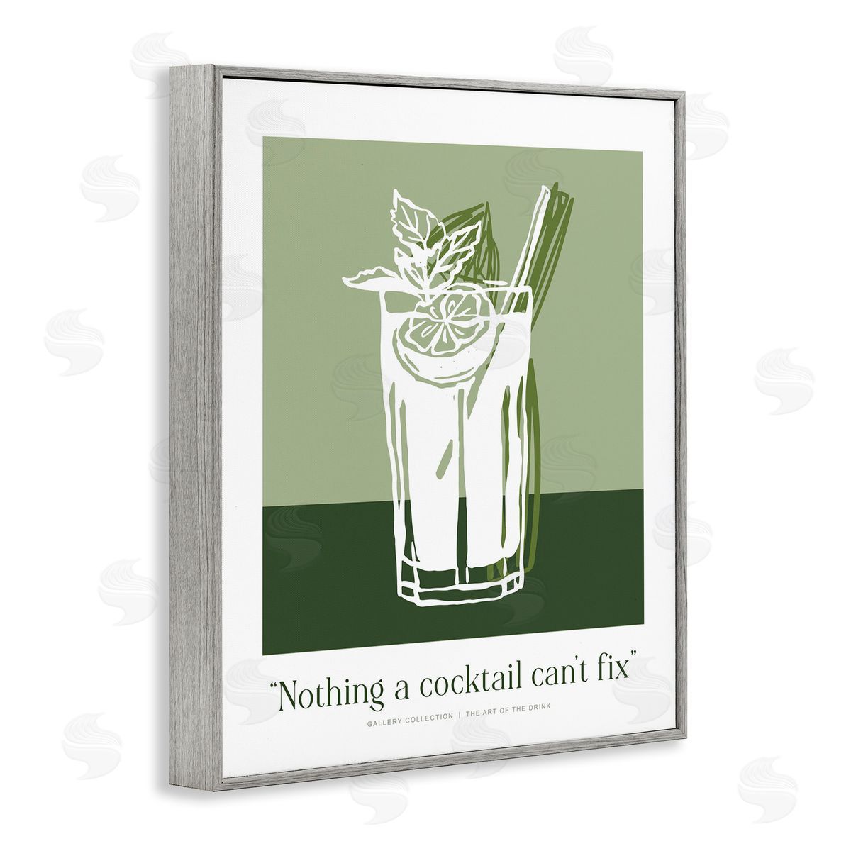 Lettered and Lined Green Cocktail Can't Fix Canvas Wall Art Print