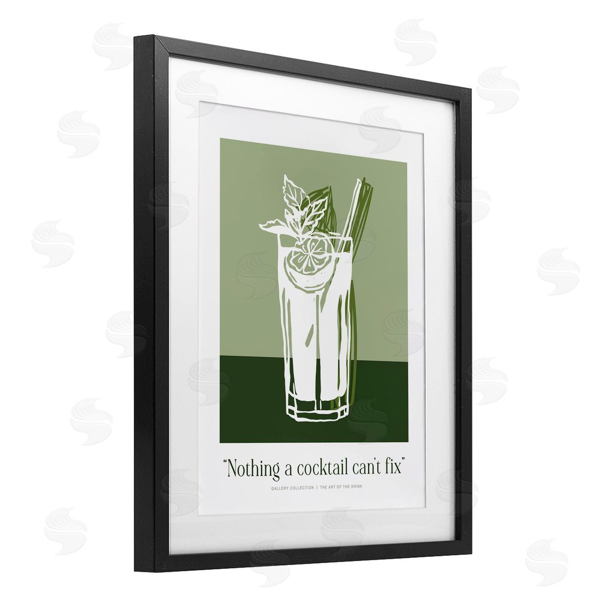Lettered and Lined Green Cocktail Can't Fix Canvas Wall Art Print