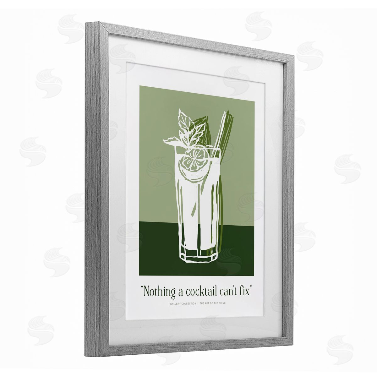 Lettered and Lined Green Cocktail Can't Fix Canvas Wall Art Print