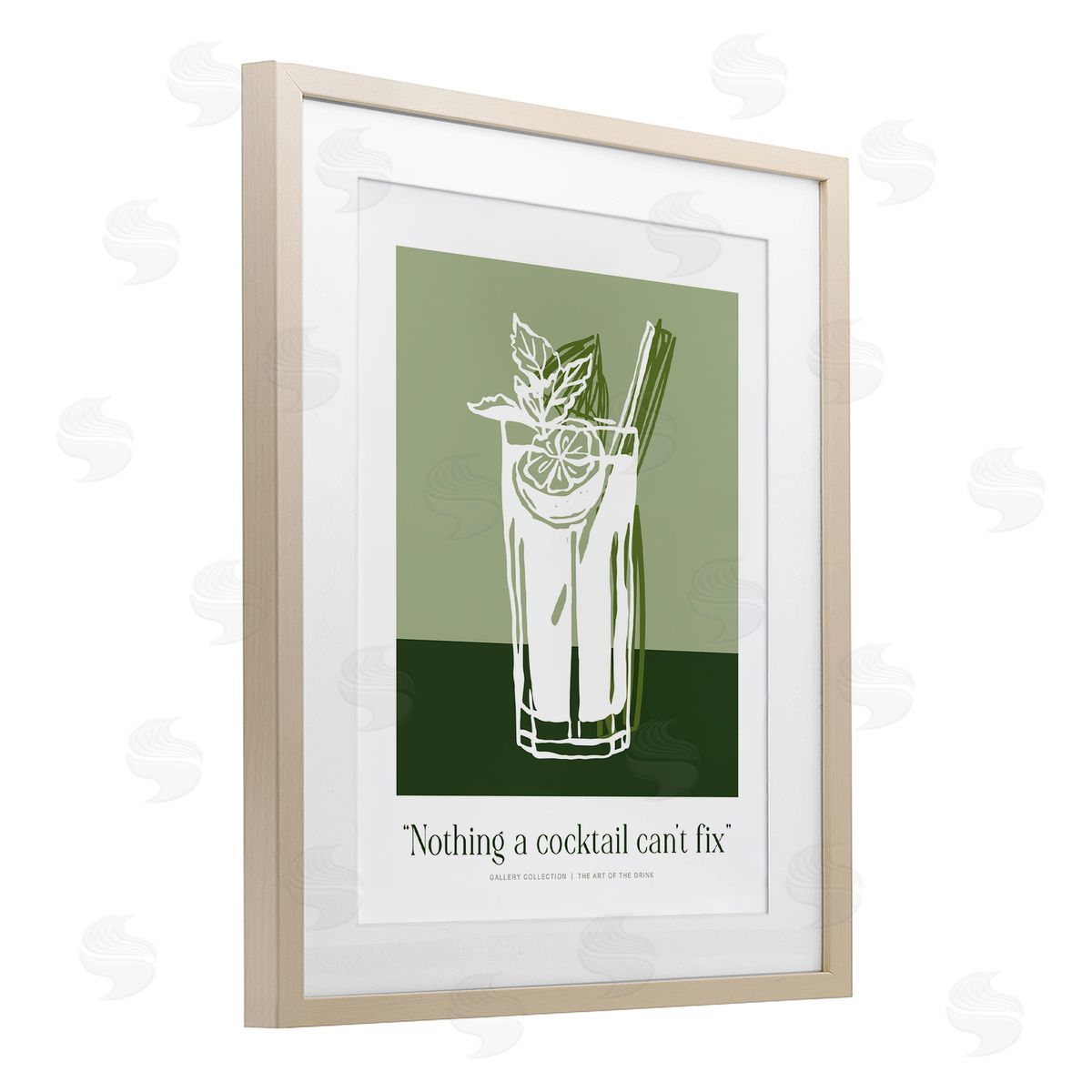 Lettered and Lined Green Cocktail Can't Fix Canvas Wall Art Print