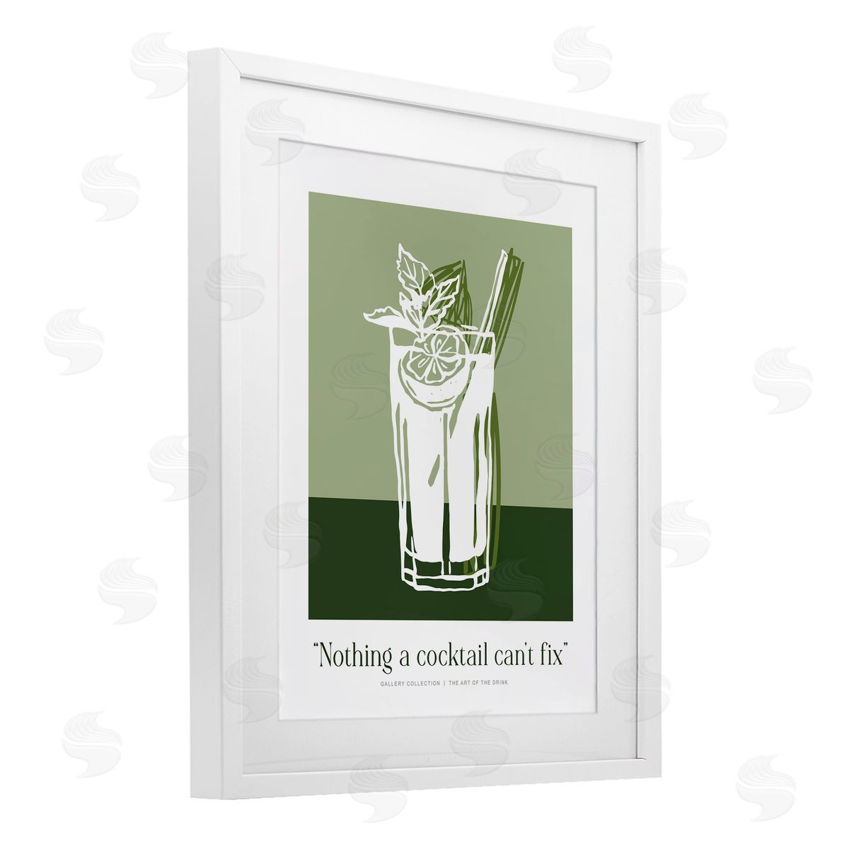 Lettered and Lined Green Cocktail Can't Fix Canvas Wall Art Print