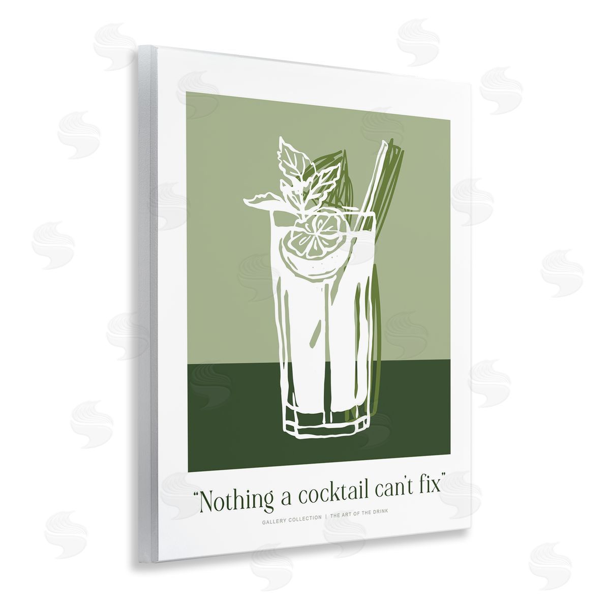 Lettered and Lined Green Cocktail Can't Fix Canvas Wall Art Print