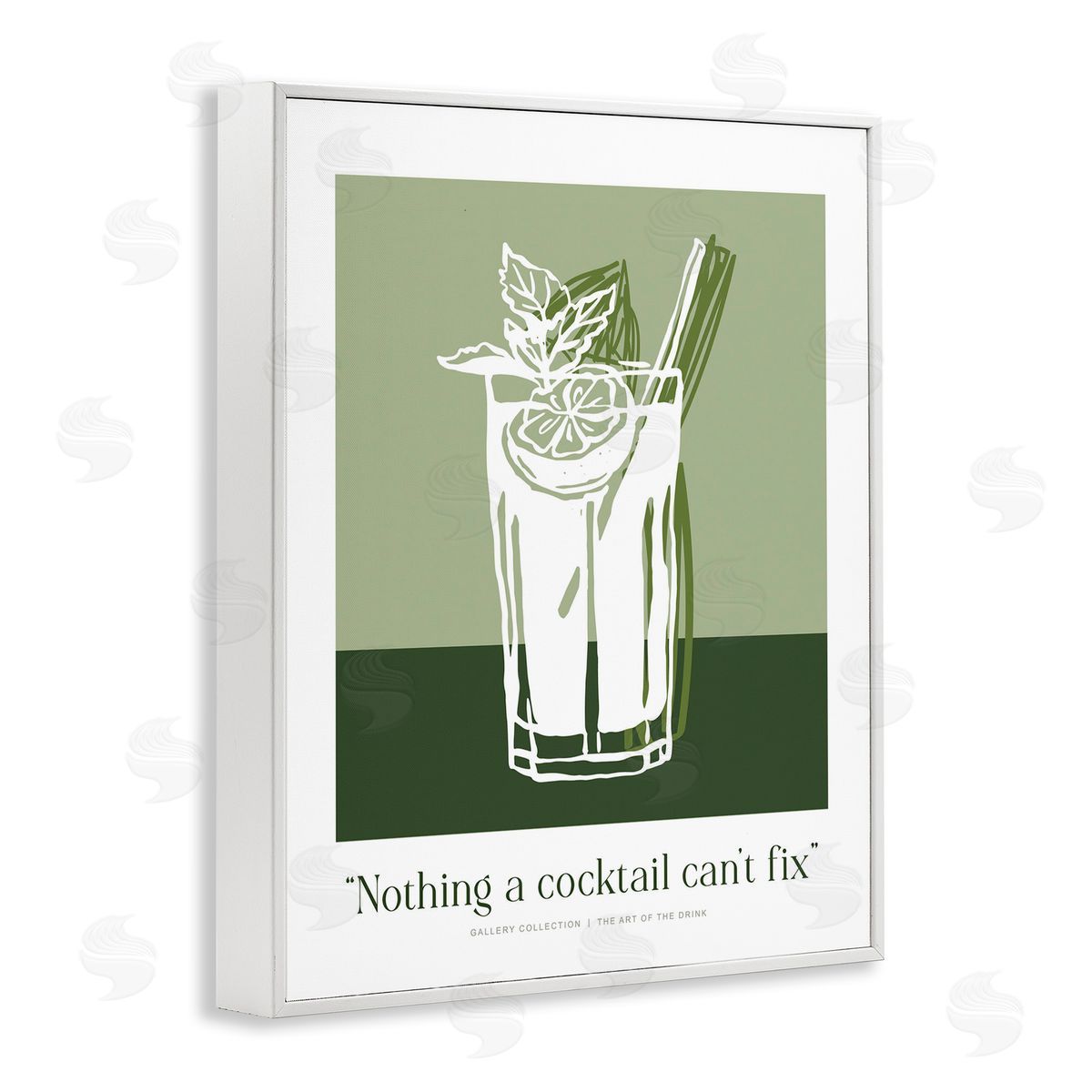 Lettered and Lined Green Cocktail Can't Fix Canvas Wall Art Print