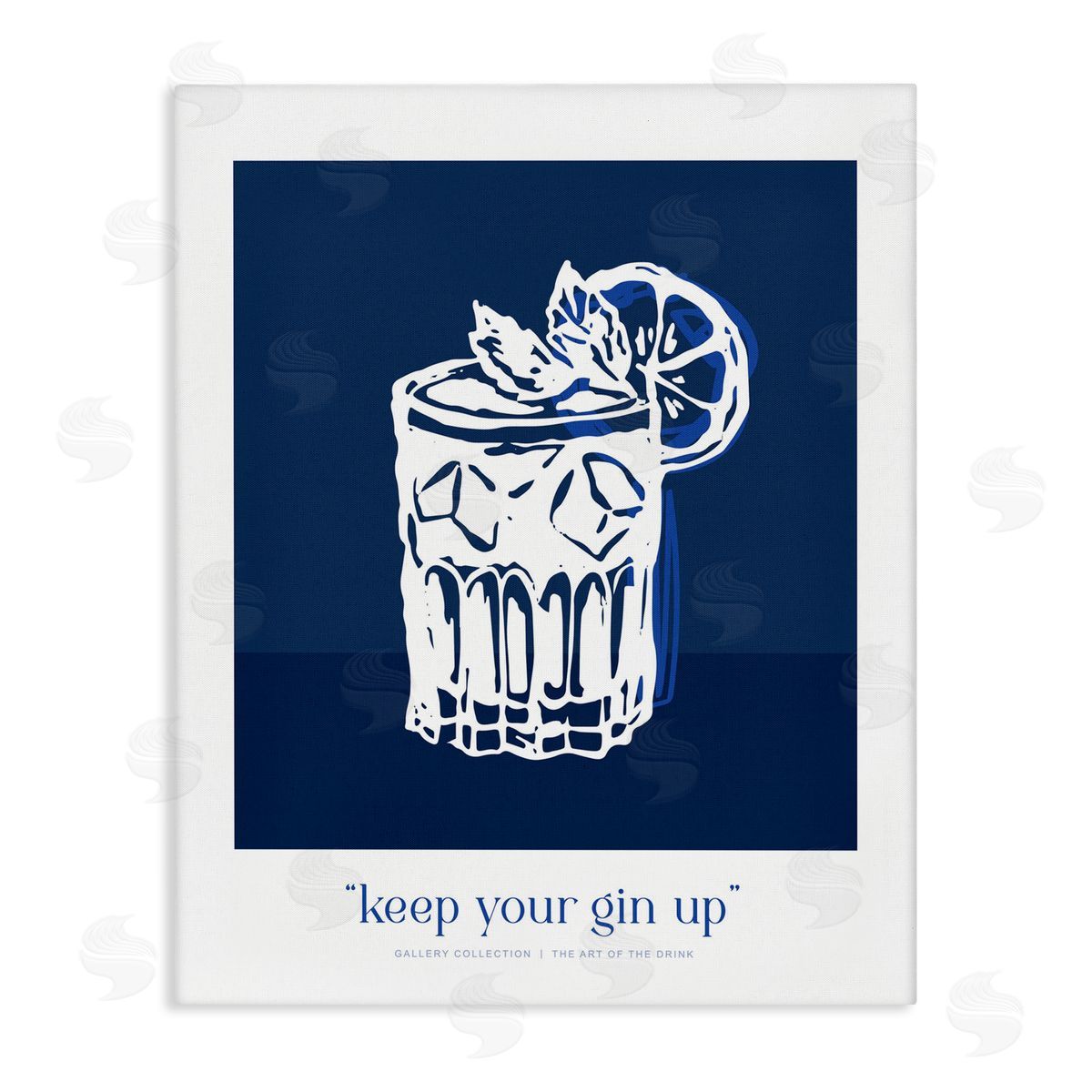 Lettered and Lined Navy Keep Your Gin Up Canvas Wall Art Print