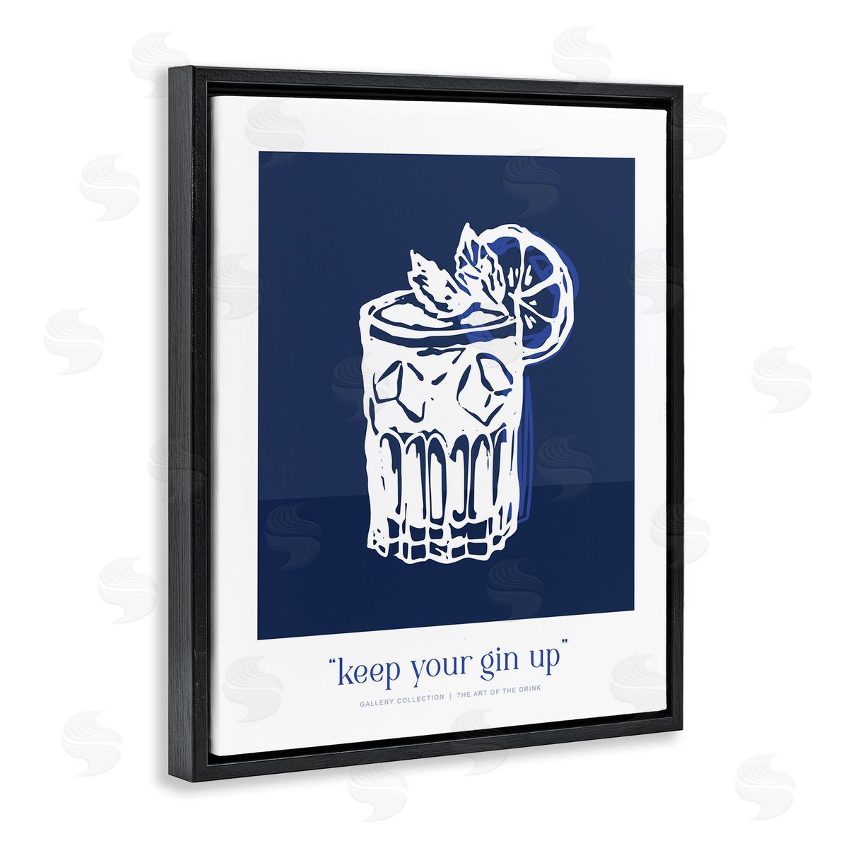 Lettered and Lined Navy Keep Your Gin Up Canvas Wall Art Print