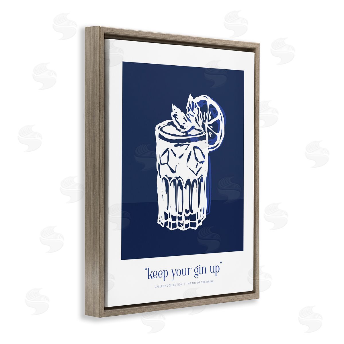 Lettered and Lined Navy Keep Your Gin Up Canvas Wall Art Print