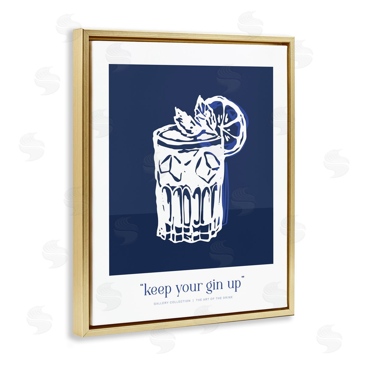 Lettered and Lined Navy Keep Your Gin Up Canvas Wall Art Print