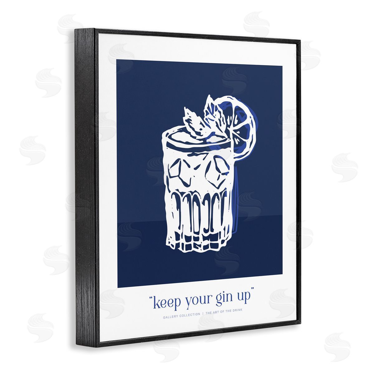 Lettered and Lined Navy Keep Your Gin Up Canvas Wall Art Print