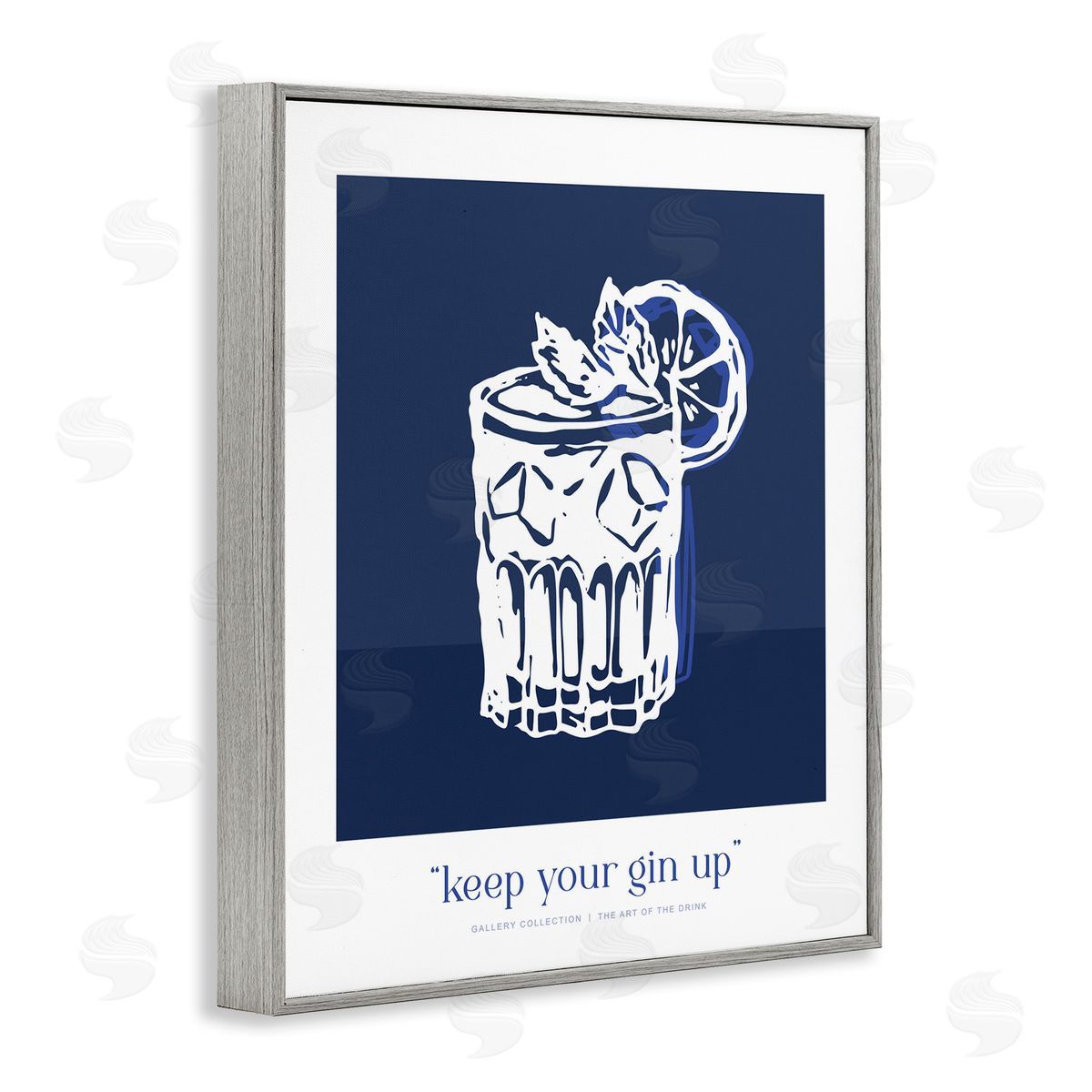 Lettered and Lined Navy Keep Your Gin Up Canvas Wall Art Print
