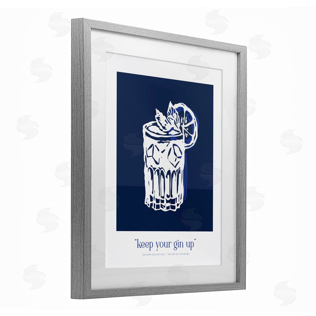 Lettered and Lined Navy Keep Your Gin Up Canvas Wall Art Print