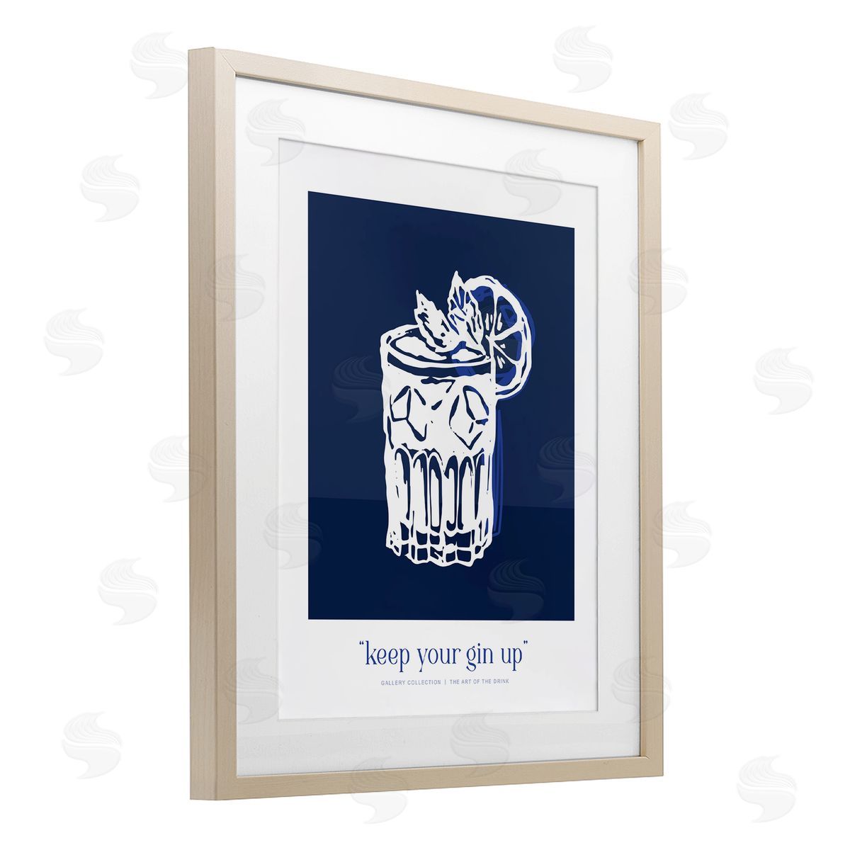 Lettered and Lined Navy Keep Your Gin Up Canvas Wall Art Print
