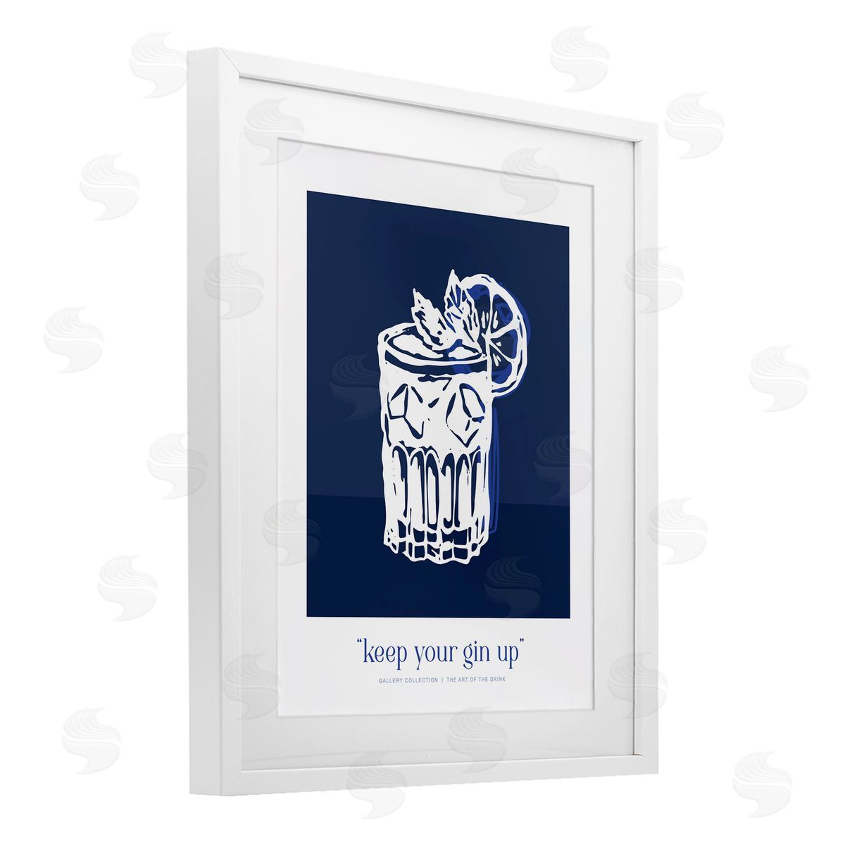 Lettered and Lined Navy Keep Your Gin Up Canvas Wall Art Print