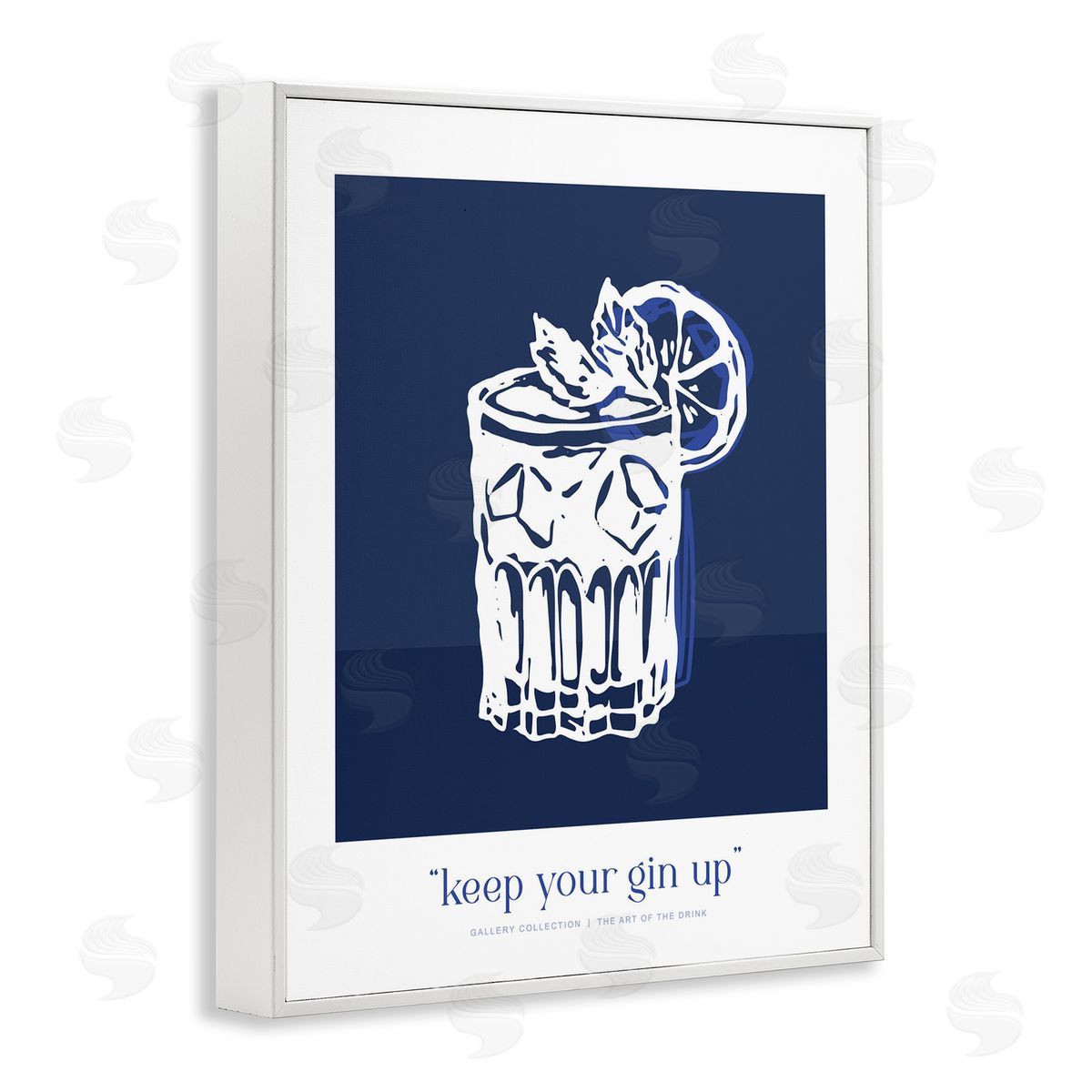 Lettered and Lined Navy Keep Your Gin Up Canvas Wall Art Print