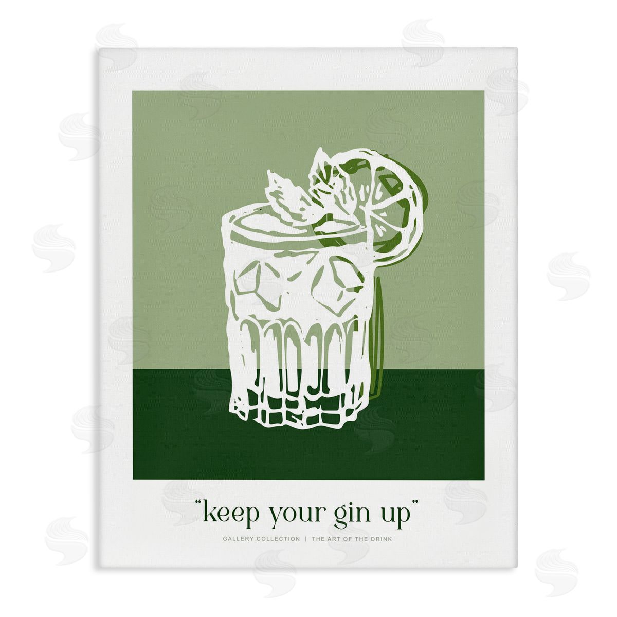 Lettered and Lined Green Keep Your Gin Up Canvas Wall Art Print