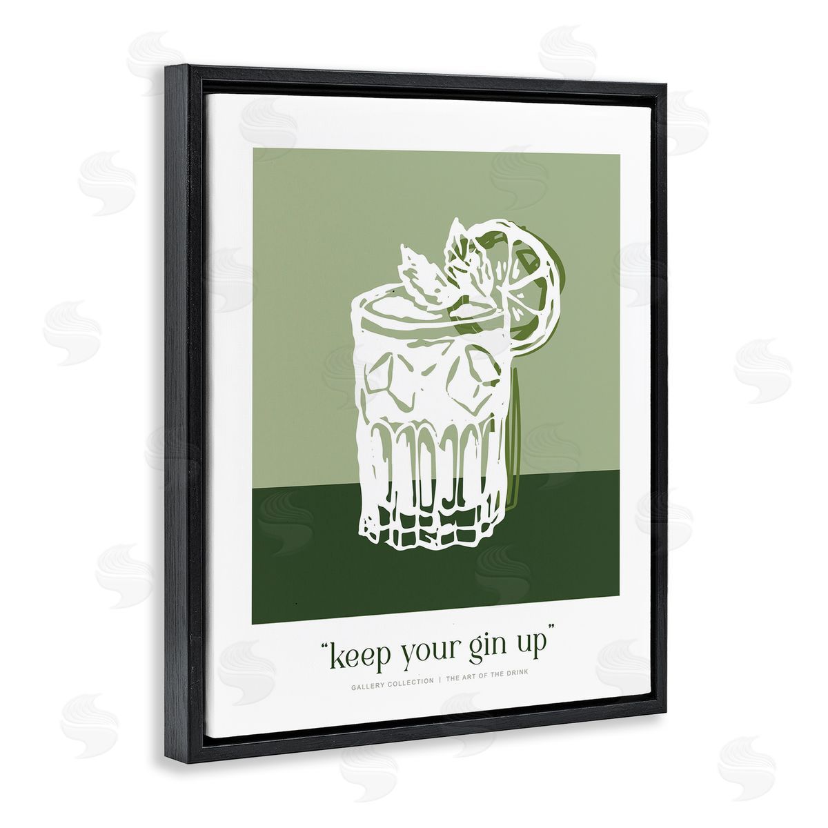 Lettered and Lined Green Keep Your Gin Up Canvas Wall Art Print