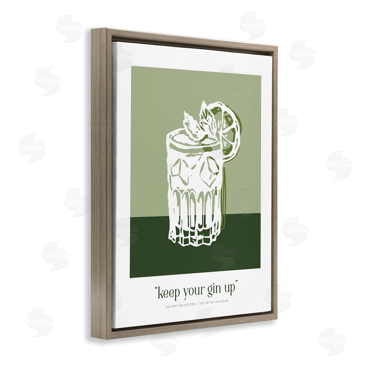 Lettered and Lined Green Keep Your Gin Up Canvas Wall Art Print