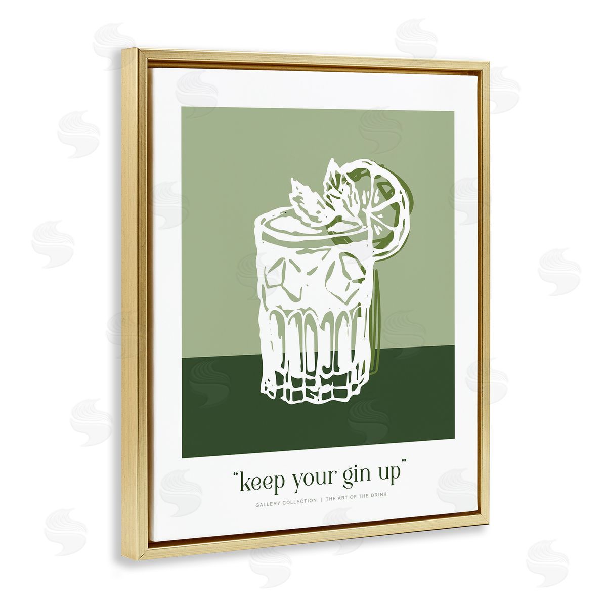 Lettered and Lined Green Keep Your Gin Up Canvas Wall Art Print