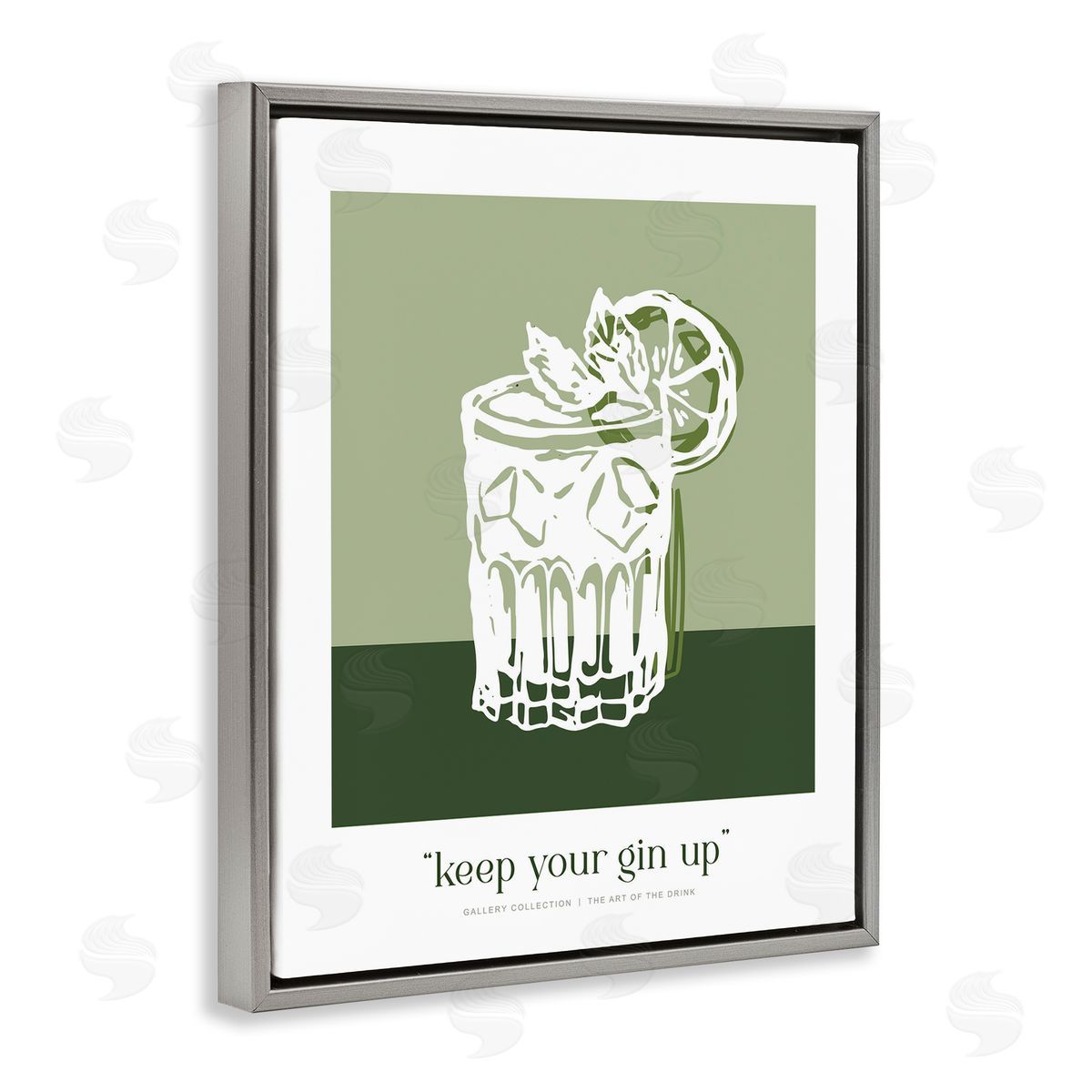 Lettered and Lined Green Keep Your Gin Up Canvas Wall Art Print