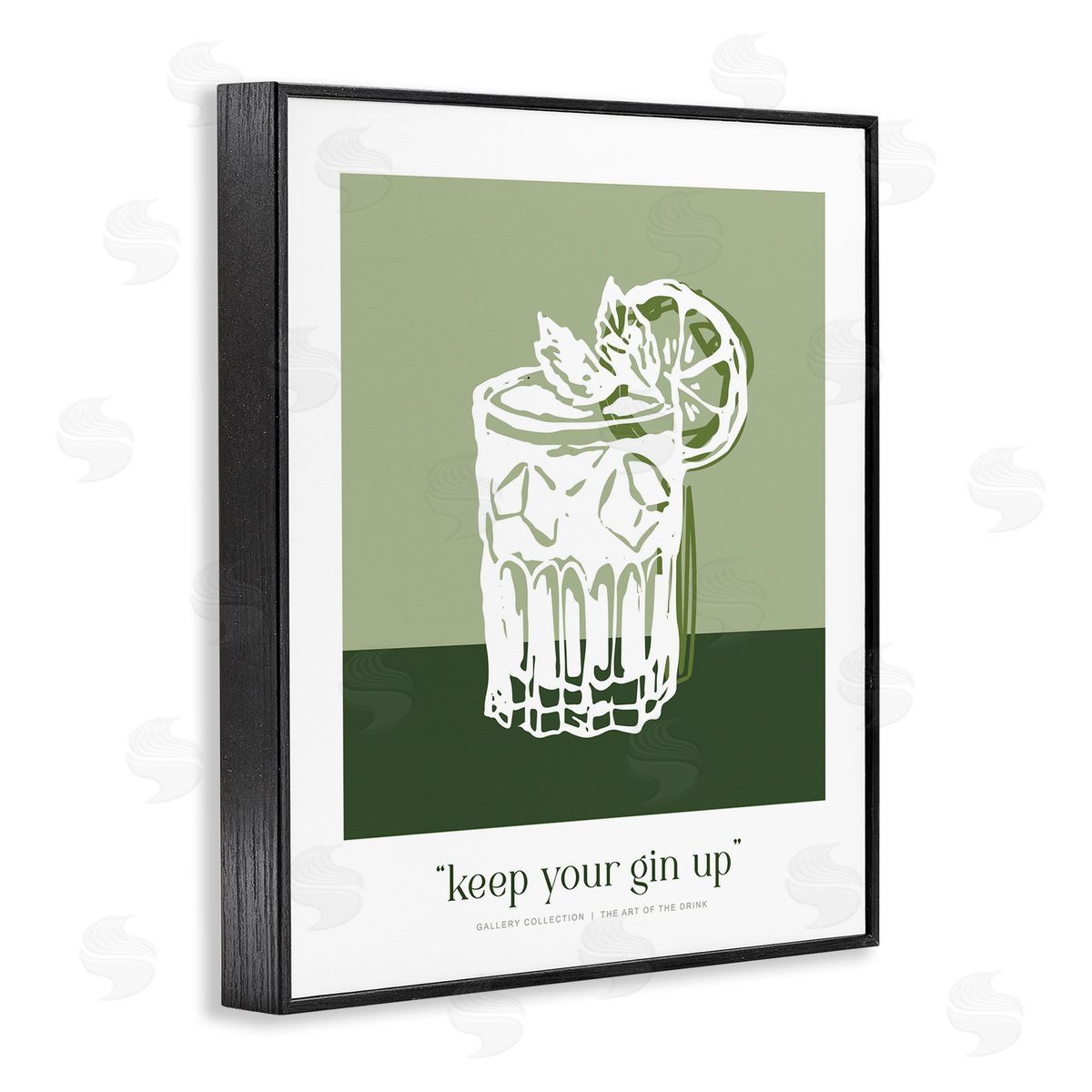 Lettered and Lined Green Keep Your Gin Up Canvas Wall Art Print