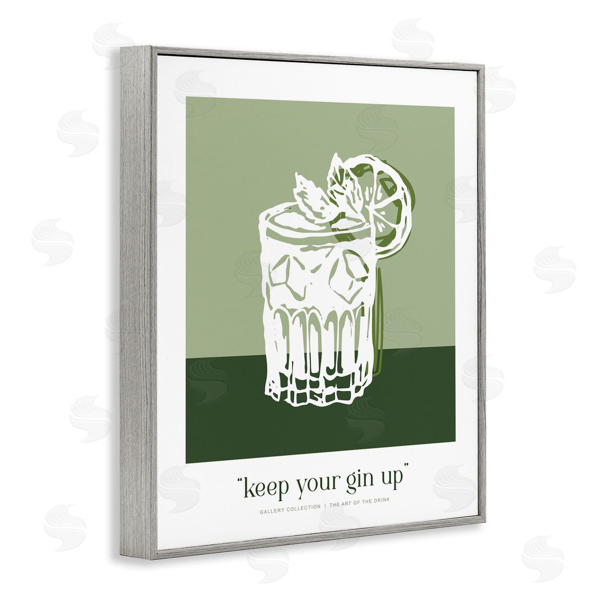 Lettered and Lined Green Keep Your Gin Up Canvas Wall Art Print