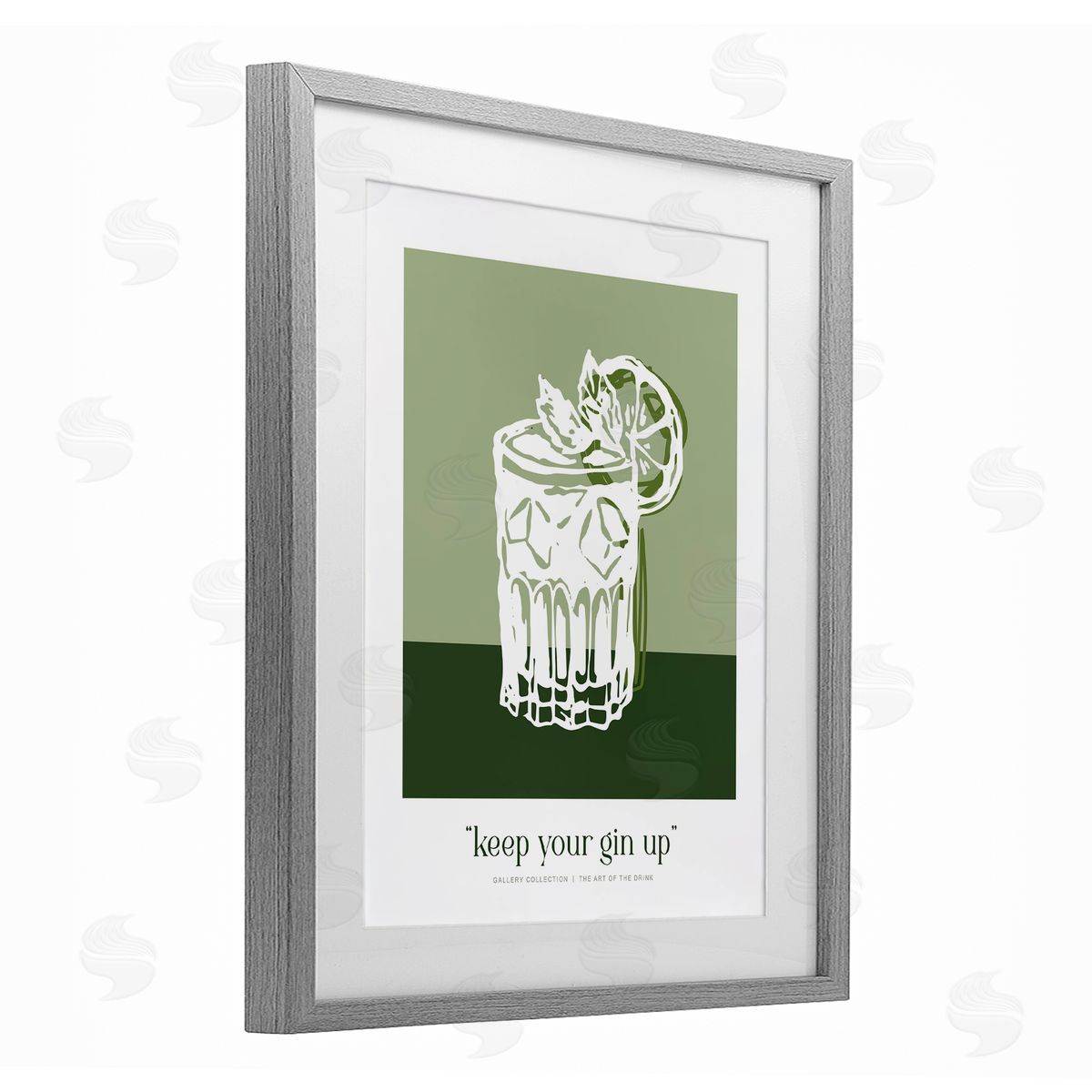 Lettered and Lined Green Keep Your Gin Up Canvas Wall Art Print