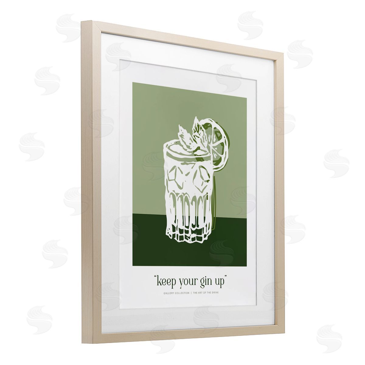Lettered and Lined Green Keep Your Gin Up Canvas Wall Art Print