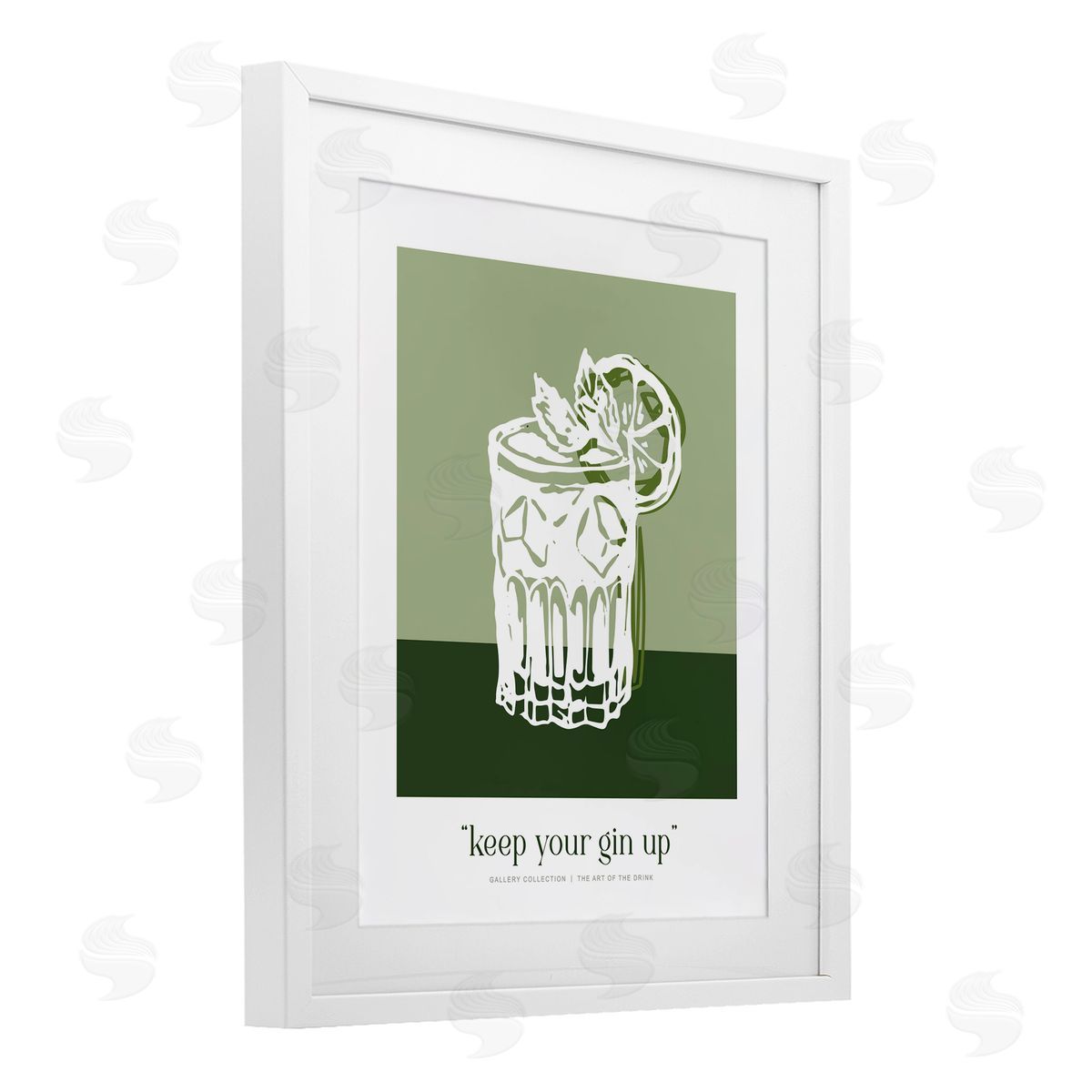 Lettered and Lined Green Keep Your Gin Up Canvas Wall Art Print
