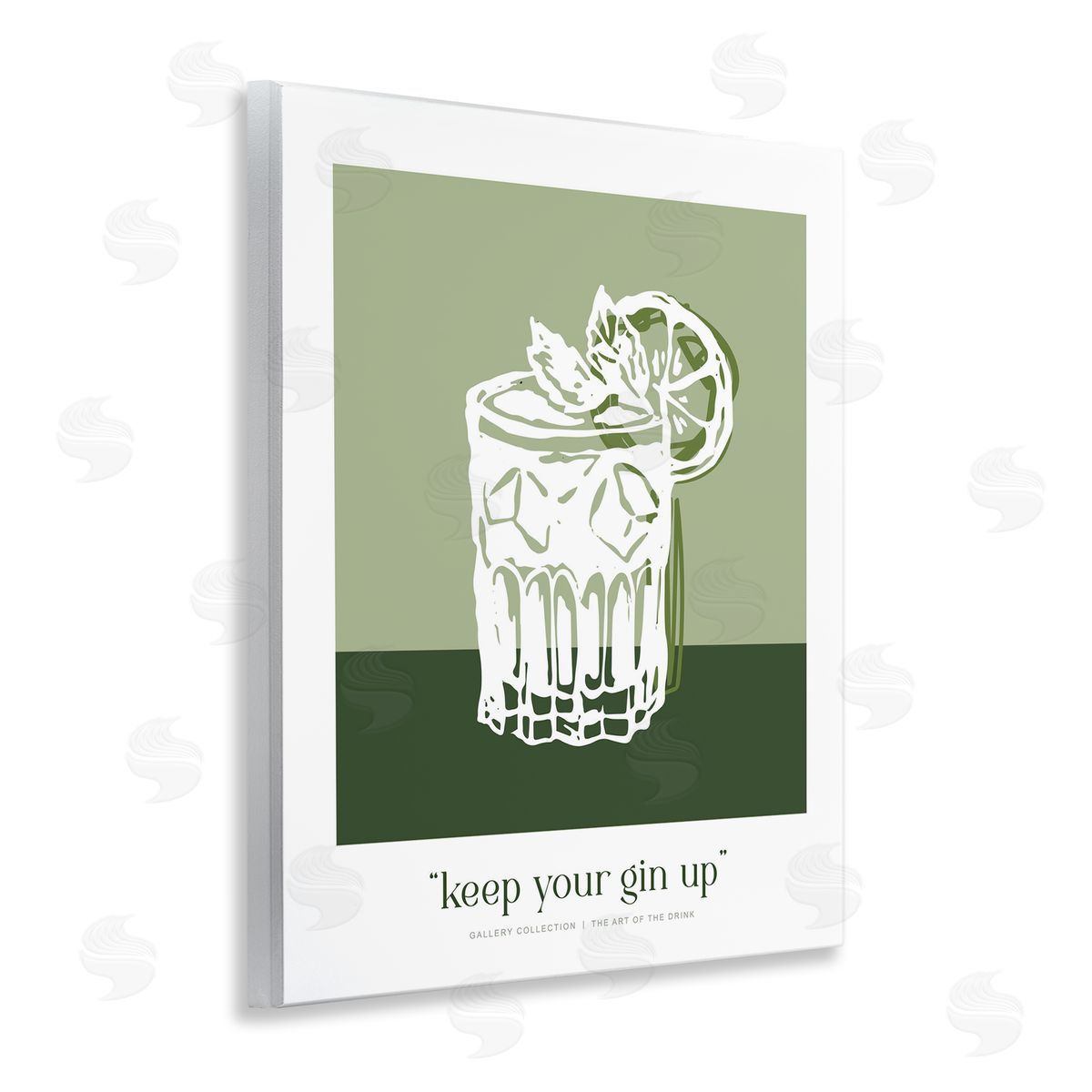 Lettered and Lined Green Keep Your Gin Up Canvas Wall Art Print