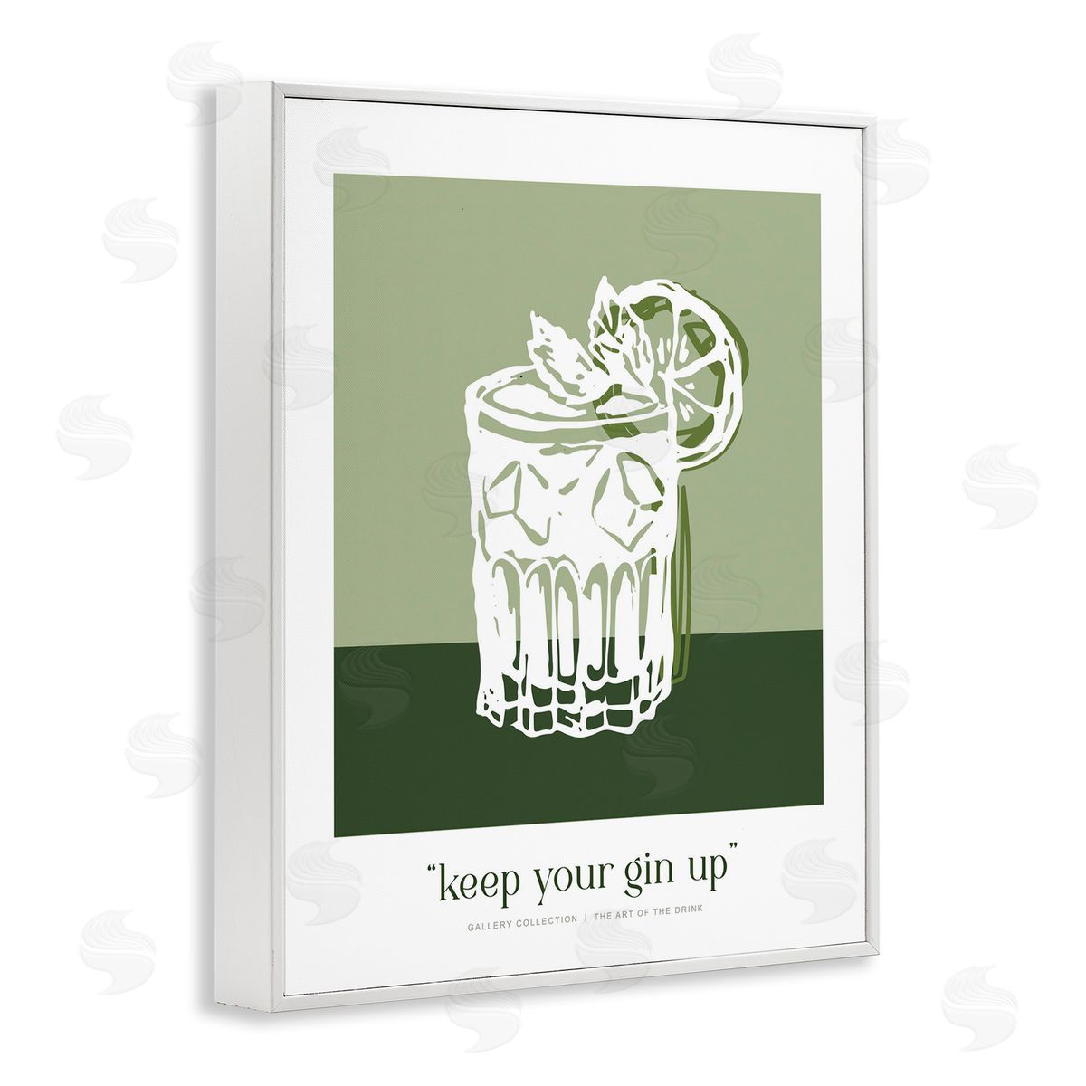 Lettered and Lined Green Keep Your Gin Up Canvas Wall Art Print