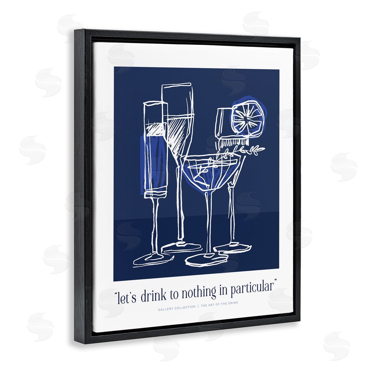 Lettered and Lined Blue Drink Toast Phrase Canvas Wall Art Print