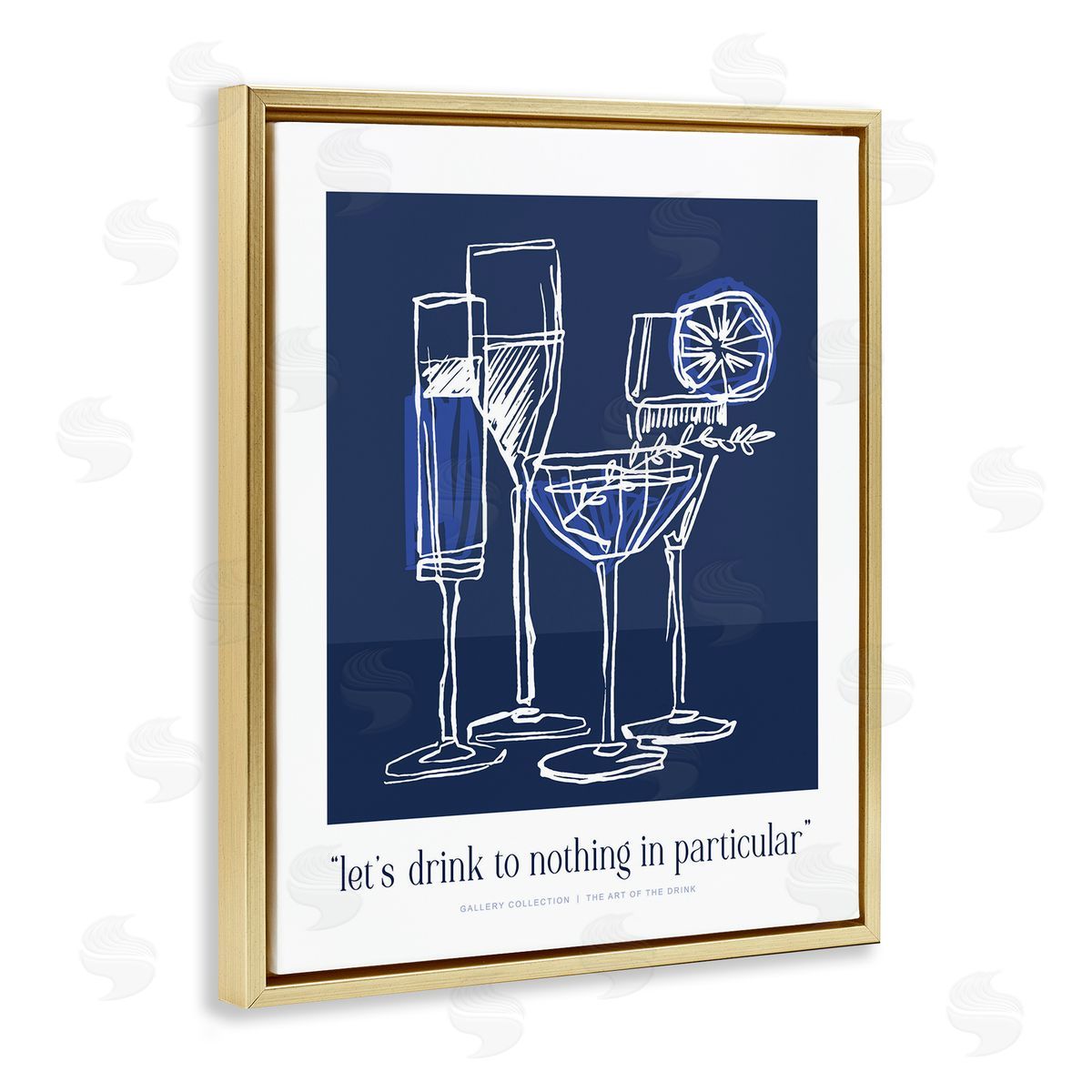 Lettered and Lined Blue Drink Toast Phrase Canvas Wall Art Print