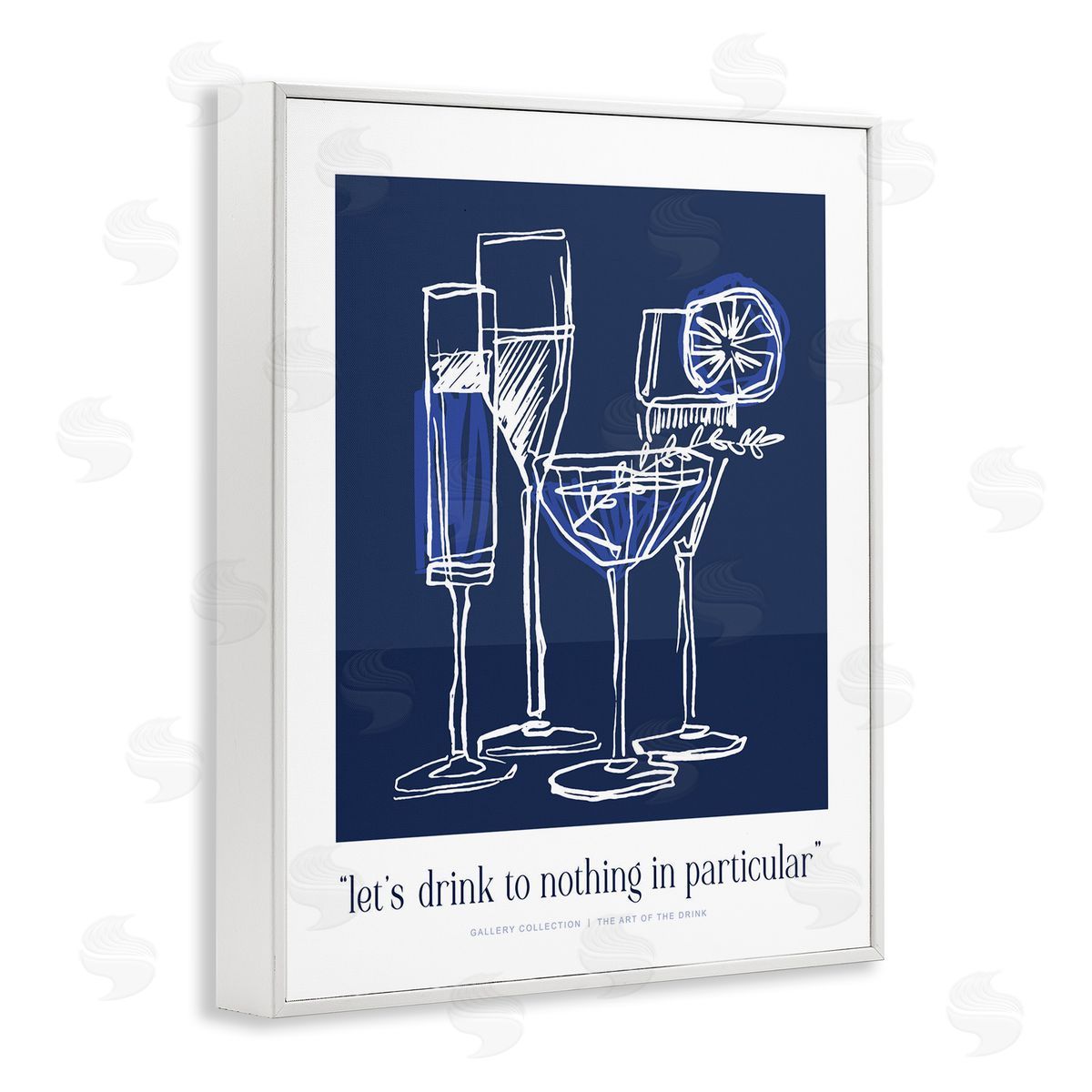 Lettered and Lined Blue Drink Toast Phrase Canvas Wall Art Print