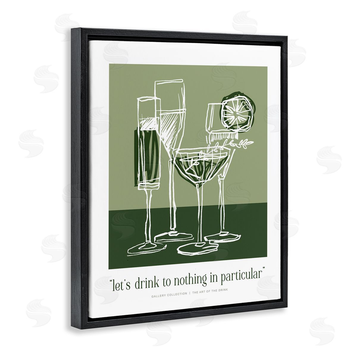Lettered and Lined Green Drink Toast Phrase Canvas Wall Art Print