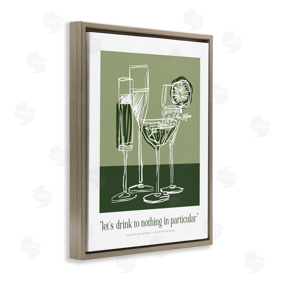 Lettered and Lined Green Drink Toast Phrase Canvas Wall Art Print
