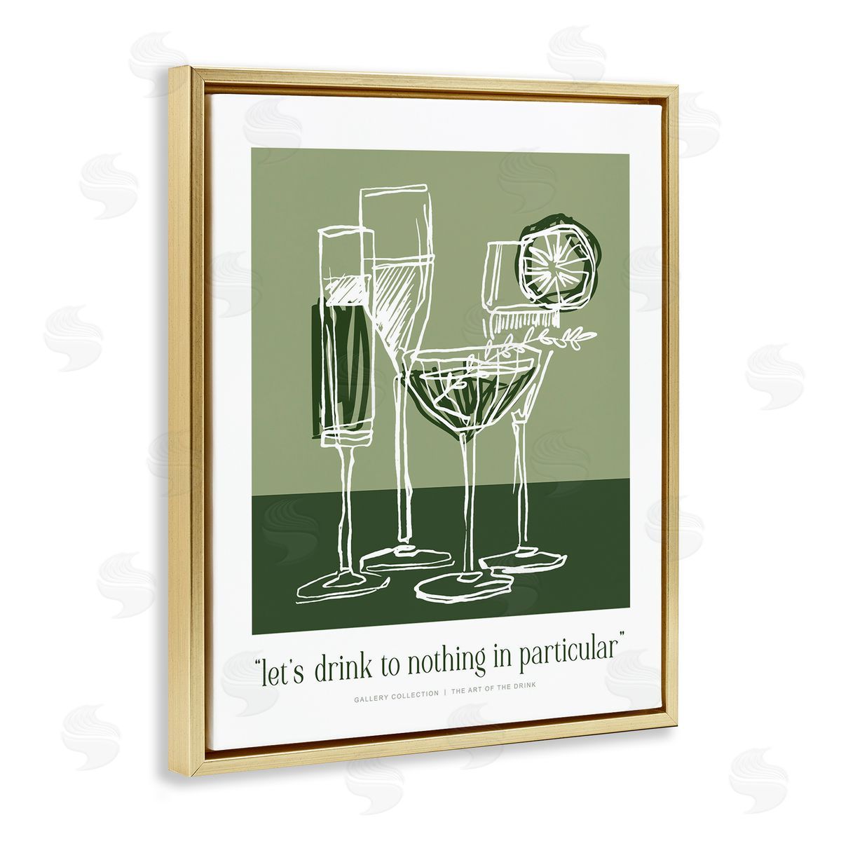 Lettered and Lined Green Drink Toast Phrase Canvas Wall Art Print