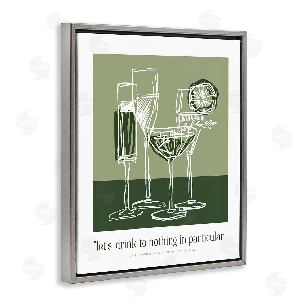 Lettered and Lined Green Drink Toast Phrase Canvas Wall Art Print