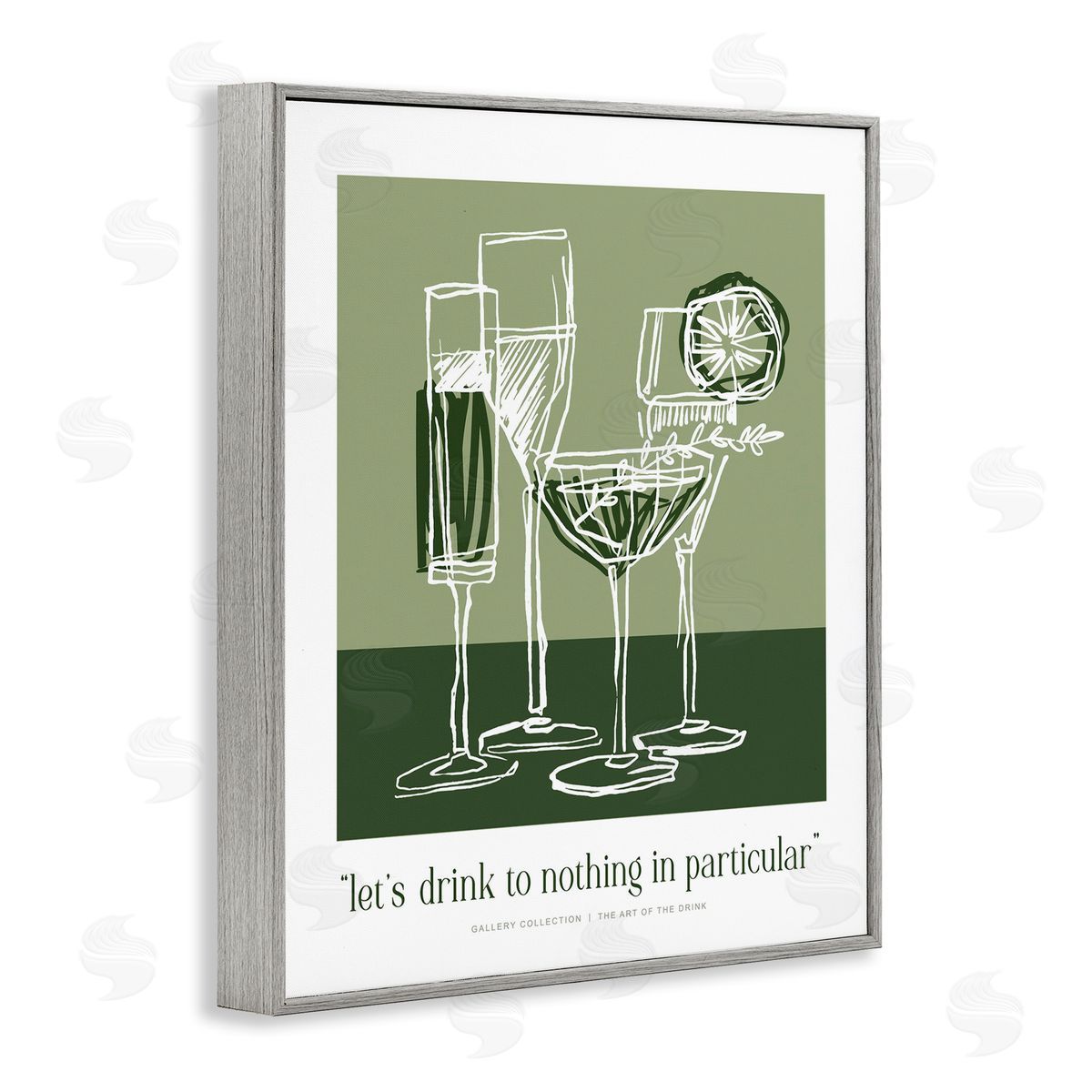 Lettered and Lined Green Drink Toast Phrase Canvas Wall Art Print