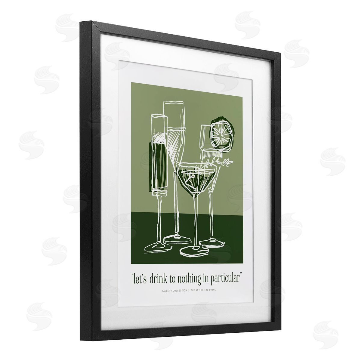 Lettered and Lined Green Drink Toast Phrase Canvas Wall Art Print