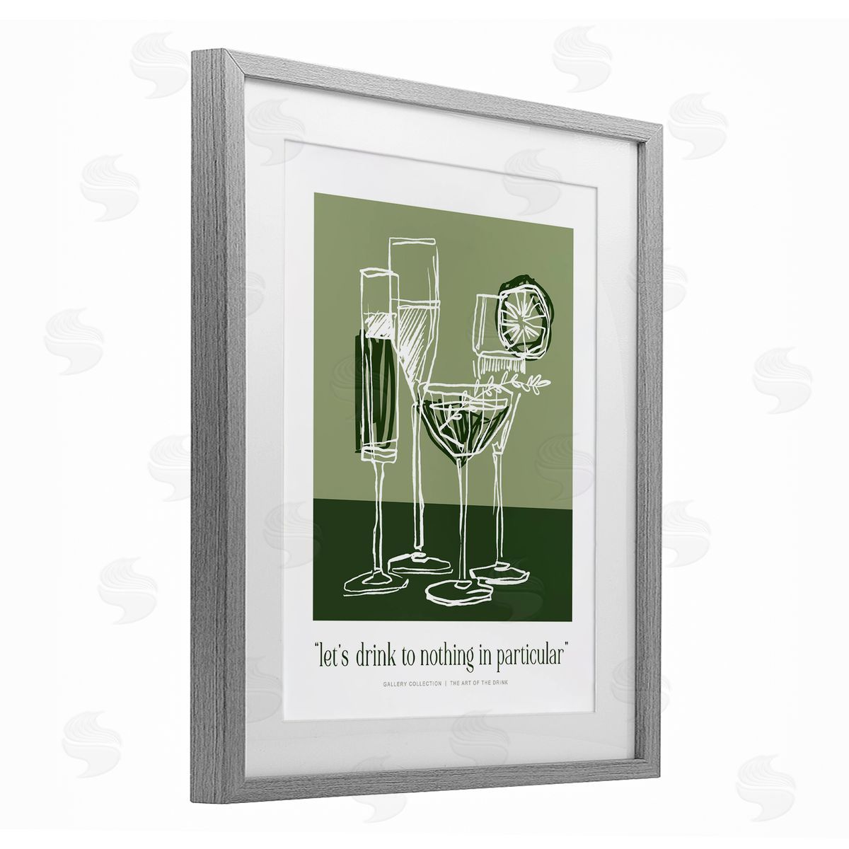 Lettered and Lined Green Drink Toast Phrase Canvas Wall Art Print