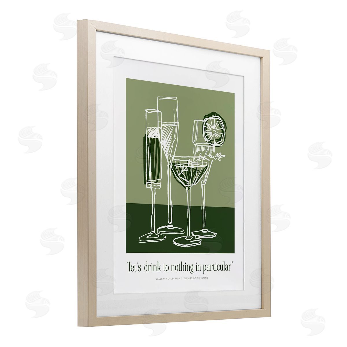 Lettered and Lined Green Drink Toast Phrase Canvas Wall Art Print