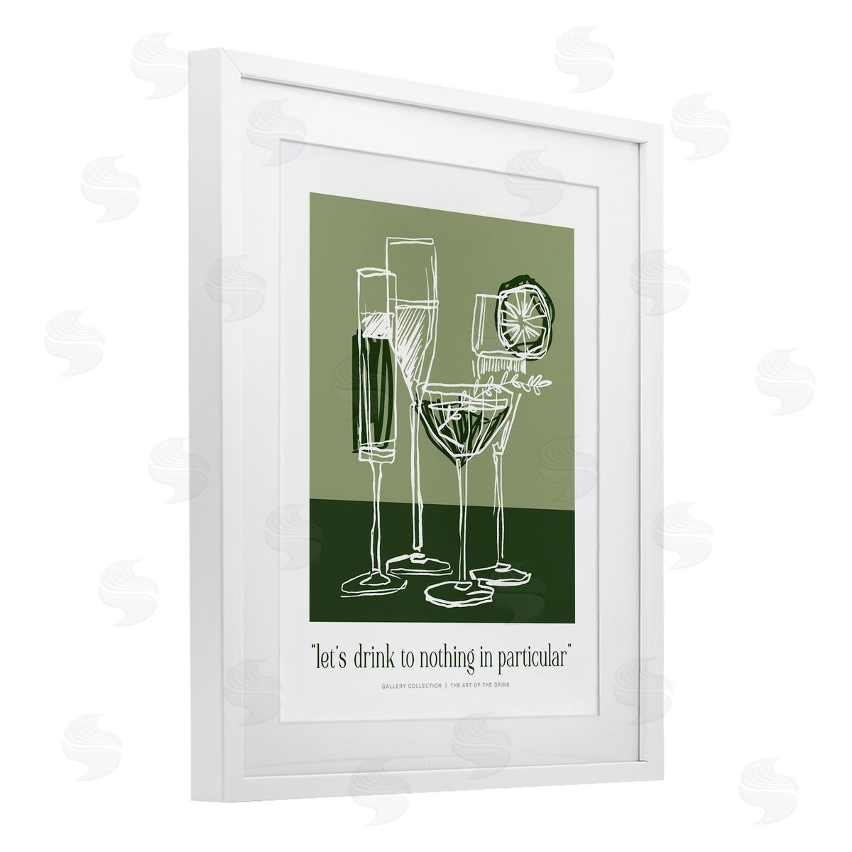 Lettered and Lined Green Drink Toast Phrase Canvas Wall Art Print
