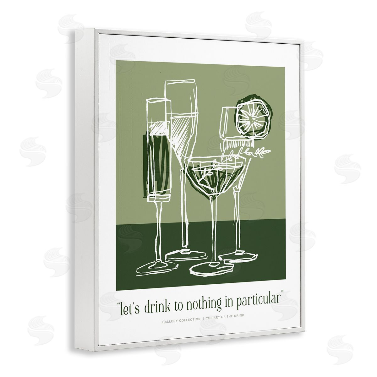 Lettered and Lined Green Drink Toast Phrase Canvas Wall Art Print