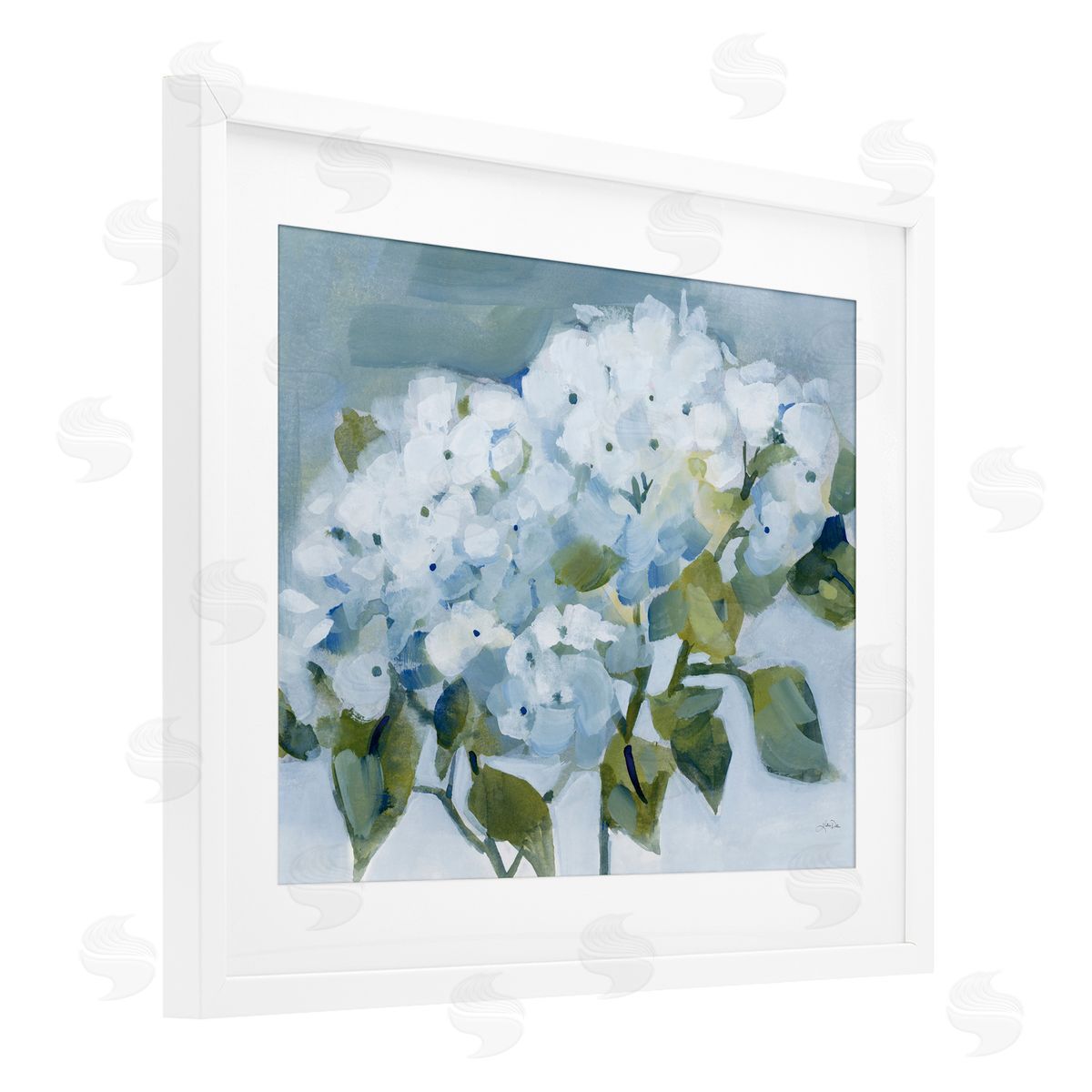 Katrina Pete Blue Spring Cottage Hydrangeas Canvas Wall Art Print