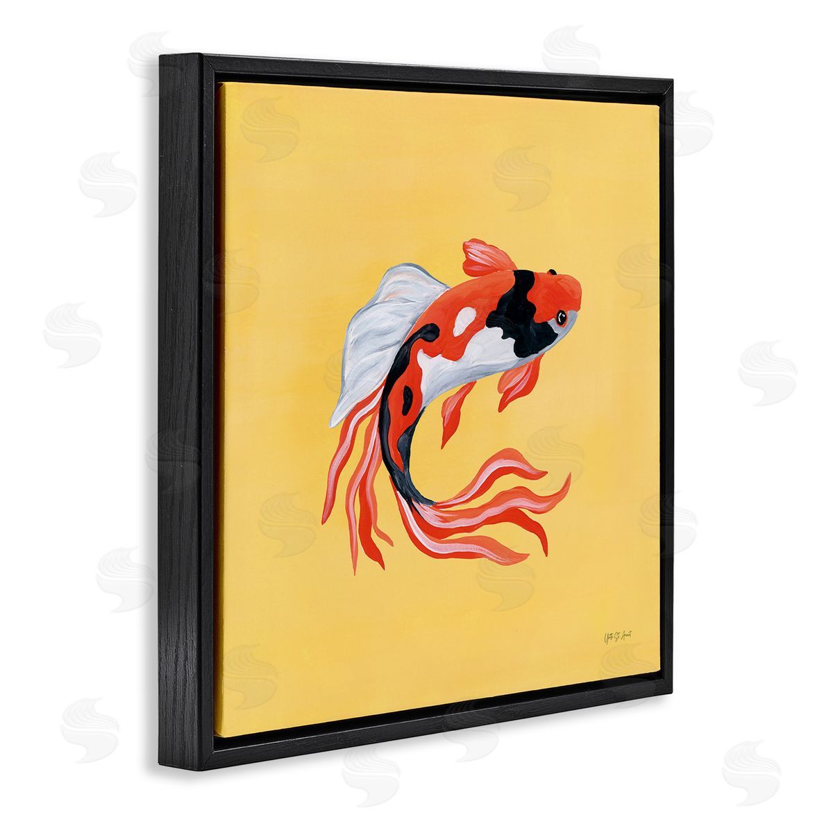 Yvette St. Amant Colorful Koi on Yellow Canvas Wall Art Print