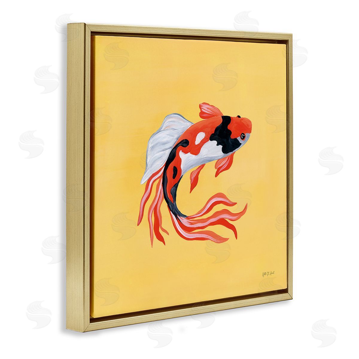 Yvette St. Amant Colorful Koi on Yellow Canvas Wall Art Print